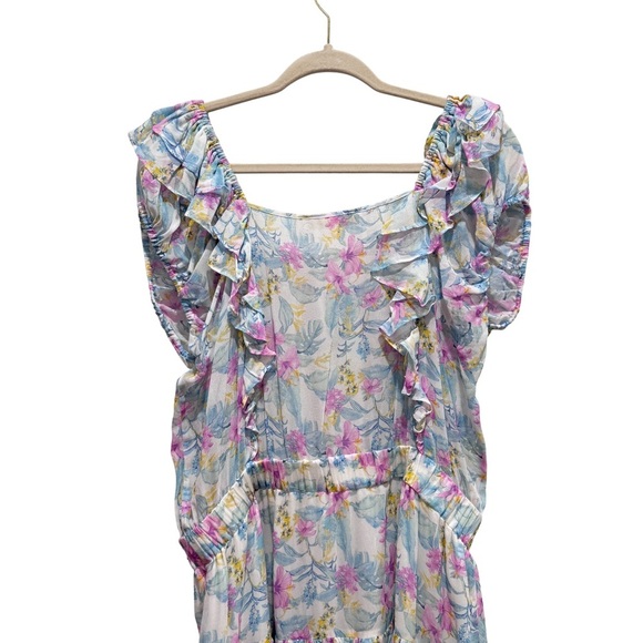 LoveShackFancy Ivoire Mini Dress Floral Boho Cottagecore Coquette Garden Blue XL - Picture 12 of 15